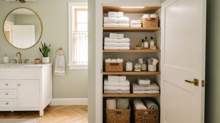 22 Linen Closet Bathroom Ideas That Upgrade Storage in Small Spaces
